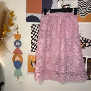 Vintage Deena Pink Lace Slip Skirt Small
